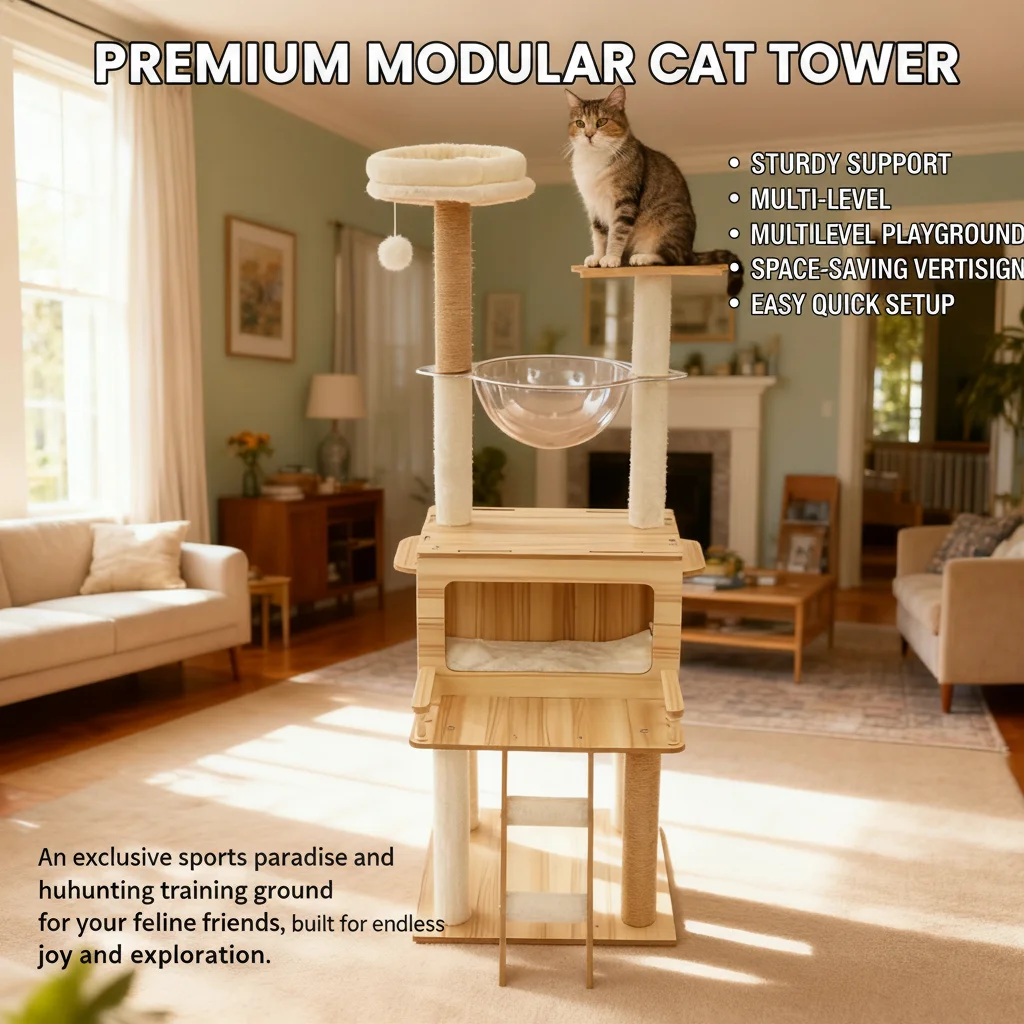 White+wood Cat Tree for Indoor Cats - 50x50x147cm Cat Scratching Climbing Tower, Floor Mount, 12.83kg Net Weight
White+wood Cat Tree for Indoor Cats - 50x50x147cm Cat Scratching Climbing Tower, Floor Mount, 12.83kg Net Weight