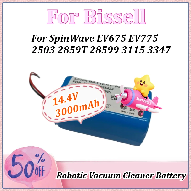 Аккумулятор для робота-пылесоса 14.4В 3000мАч для Bissell SpinWave EV675 EV775 2503 2859T 28599 3115 3347
Аккумулятор для робота-пылесоса 14.4В 3000мАч для Bissell SpinWave EV675 EV775 2503 2859T 28599 3115 3347