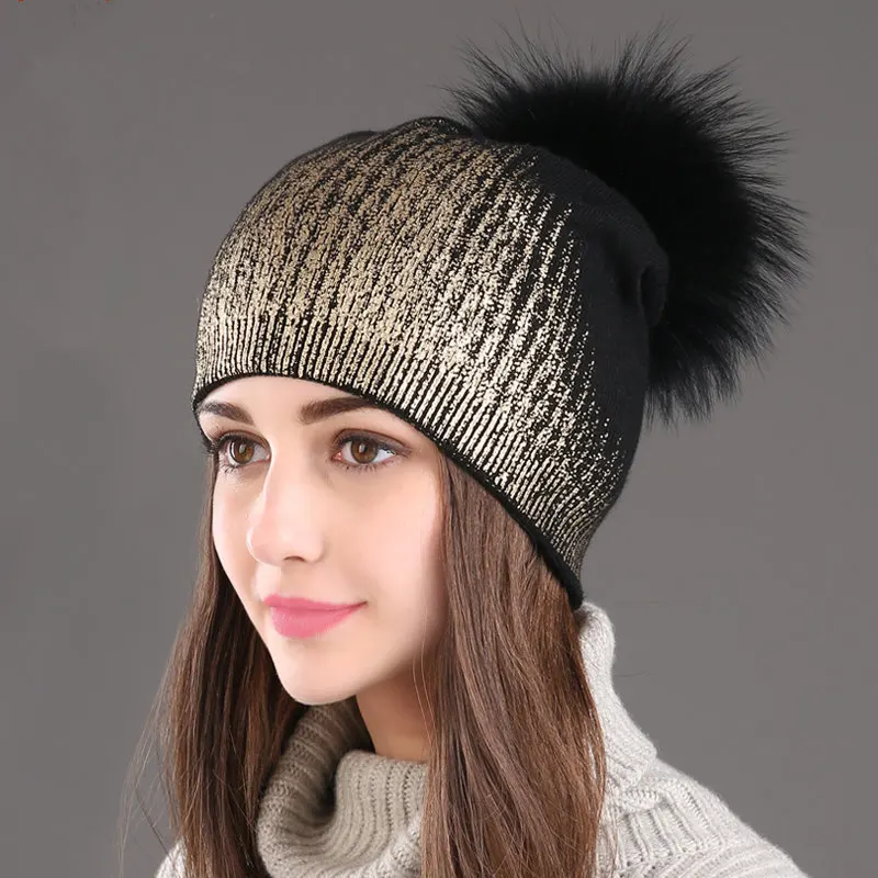Luxury Winter Knit Hat with Raccoon Fur Pom Metallic Yarn Women's Wool Blend Beanie Christmas Gift Party Headwear
Luxury Winter Knit Hat with Raccoon Fur Pom Metallic Yarn Women's Wool Blend Beanie Christmas Gift Party Headwear