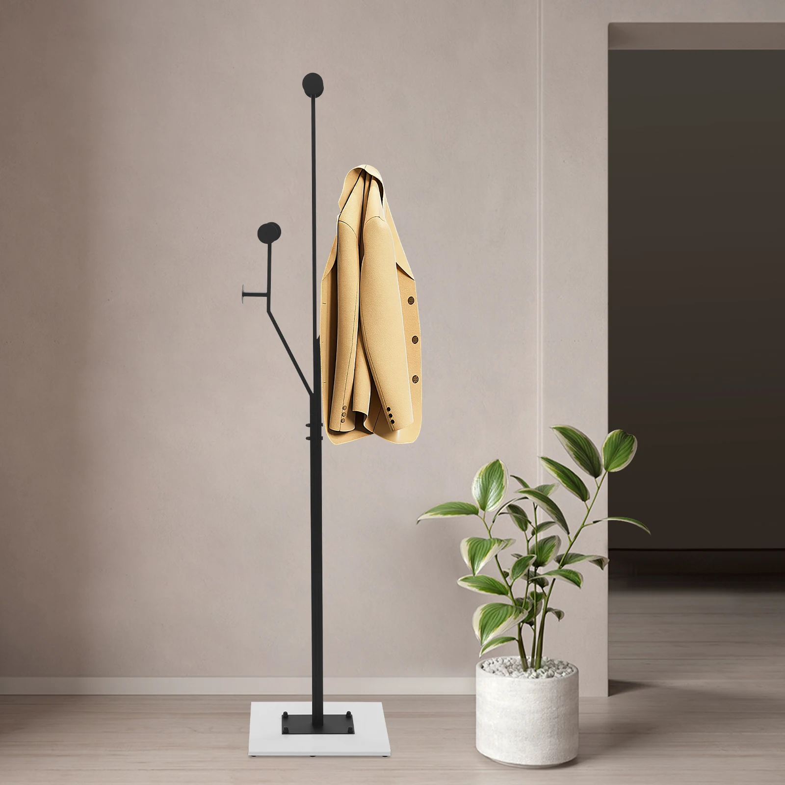 Coat Rack Floor Standing, Iron Coat Hanger Stand with Marble Base, Black Frame White Stone for Entryway, Bedroom, Living Room
Coat Rack Floor Standing, Iron Coat Hanger Stand with Marble Base, Black Frame White Stone for Entryway, Bedroom, Living Room