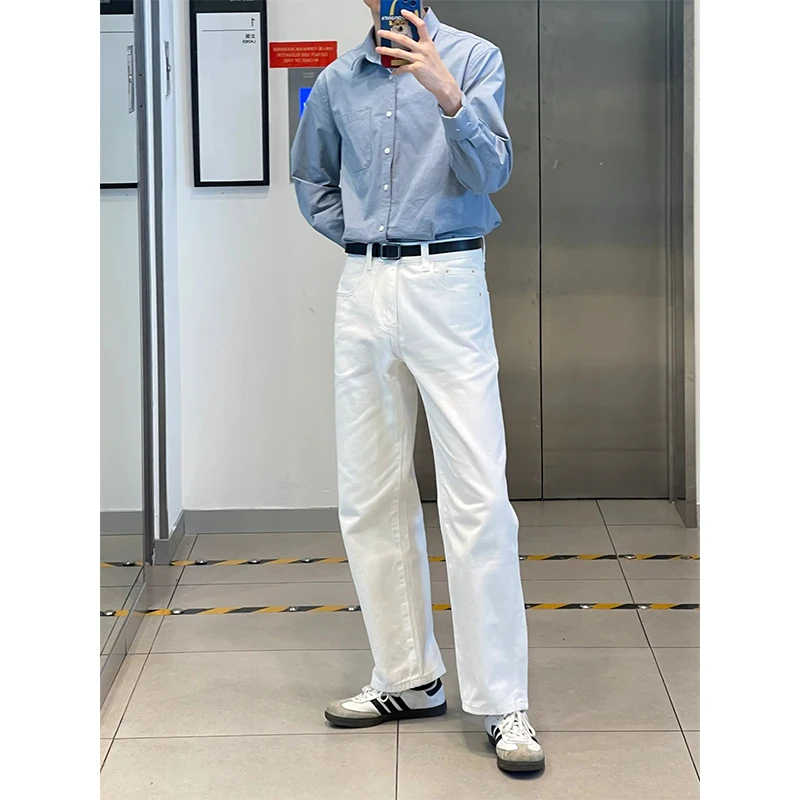 White Straight Leg Jeans Men's Summer Loose Thin Jeans High Waist Long Trousers Trendy Street Sle Casual Loose Fit Jeans
White Straight Leg Jeans Men's Summer Loose Thin Jeans High Waist Long Trousers Trendy Street Sle Casual Loose Fit Jeans