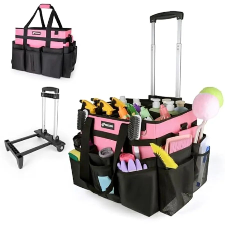 Large Rolling Cleaning Caddy Bag with Wheels, with Detachable Trolley, Cleaning Bags on Wheels for Housekeepers, Cleaning Cart S
Large Rolling Cleaning Caddy Bag with Wheels, with Detachable Trolley, Cleaning Bags on Wheels for Housekeepers, Cleaning Cart S