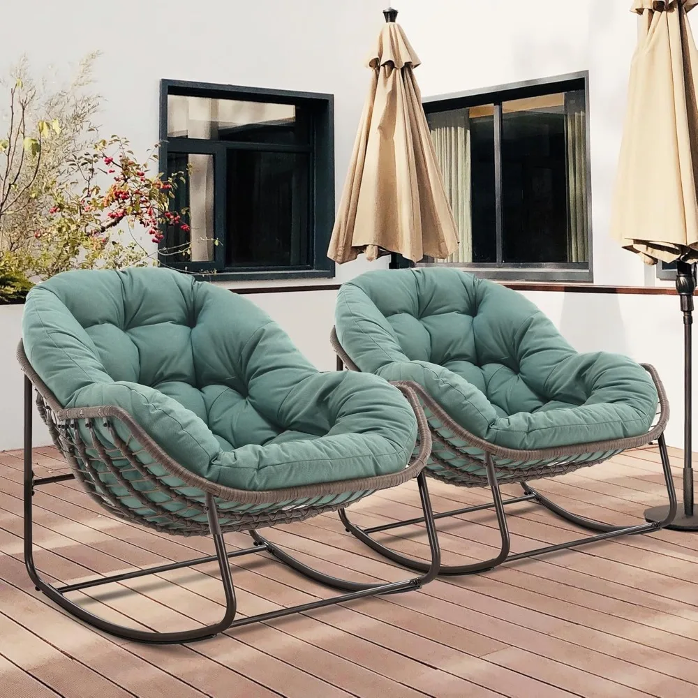 Outdoor Patio Rocking Chairs Set of 2, Oversized Papasan Rock Chair Indoor with Padded Cushion - Rocker Egg Seat for FrontPorch
Outdoor Patio Rocking Chairs Set of 2, Oversized Papasan Rock Chair Indoor with Padded Cushion - Rocker Egg Seat for FrontPorch