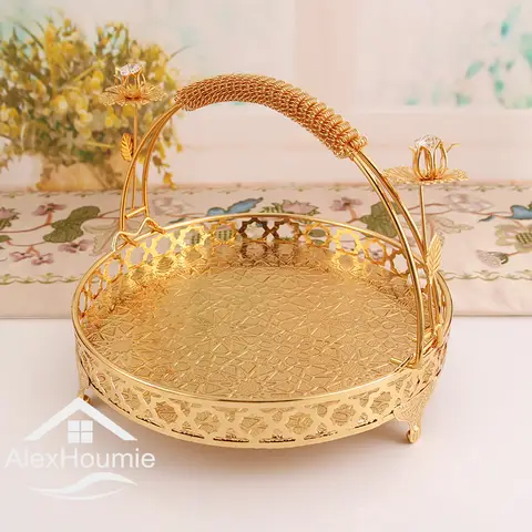 European Vintage Fruit Plate High-end Round Hotel Glass Plate Multi-layer Fruit Basket Fashion Creative Cake Plate Ornaments