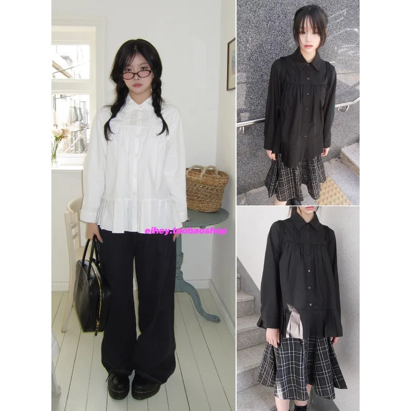 Turn Down Collar Loose Casual Pleated Long-Sleeved Shirt Women 2026 Spring New Japanese Style Solid Color All-Match Button Tops
Turn Down Collar Loose Casual Pleated Long-Sleeved Shirt Women 2026 Spring New Japanese Style Solid Color All-Match Button Tops