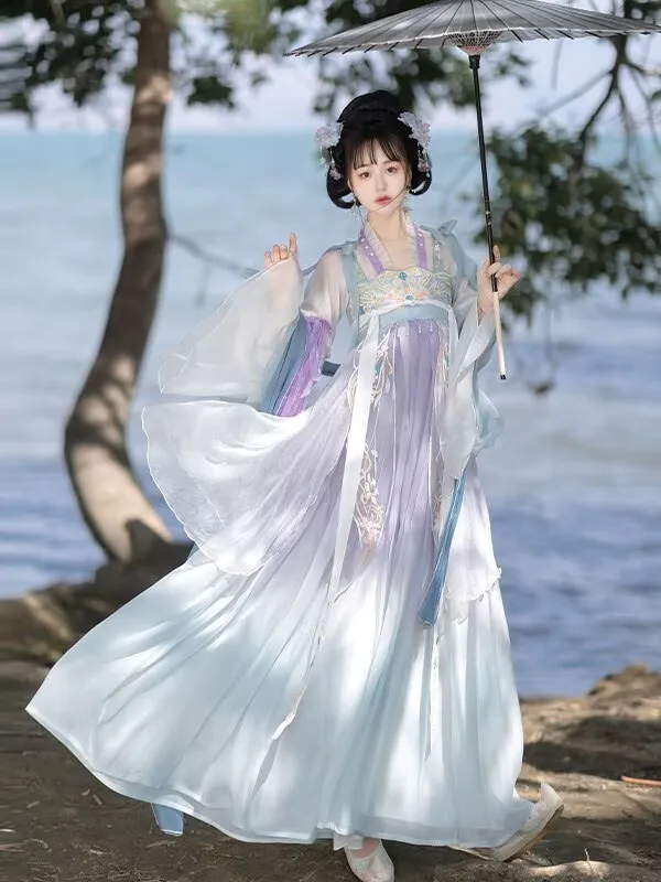 Hanfu Dress for Women - Traditional Chinese Tang Style Embroidered Gradient Chiffon Hanfu Costume with Wide Sleeves for Cosplay
Hanfu Dress for Women - Traditional Chinese Tang Style Embroidered Gradient Chiffon Hanfu Costume with Wide Sleeves for Cosplay