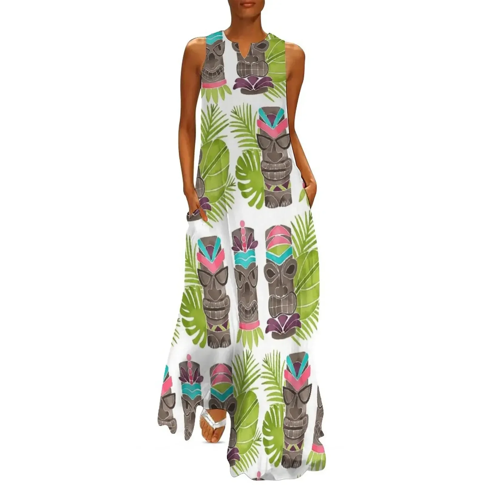 Tiki Party Watercolor - Pink, Purple and Turquoise Palette Long Dress elegant dresses plus sizes Dress 
Tiki Party Watercolor - Pink, Purple and Turquoise Palette Long Dress elegant dresses plus sizes Dress