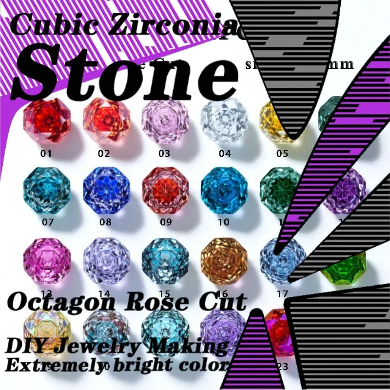 Cubic Zirconia Octagon Rose Cut Plating color ful Millennium Synthetic CZ Gems High Carbon Diamond for Jewerly Making
Cubic Zirconia Octagon Rose Cut Plating color ful Millennium Synthetic CZ Gems High Carbon Diamond for Jewerly Making