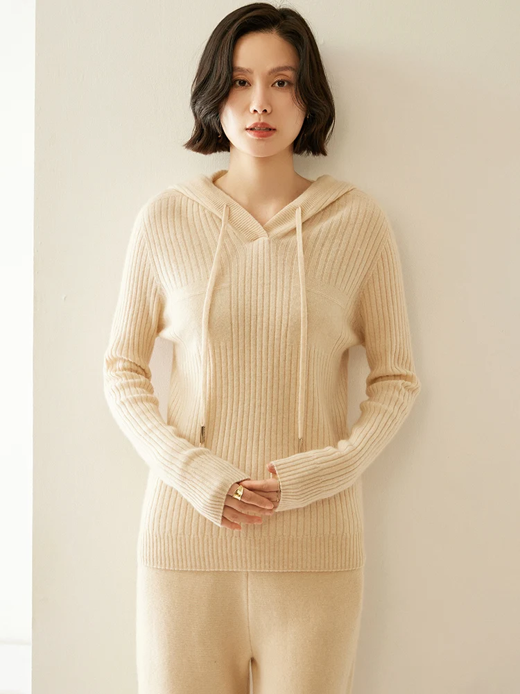 Classic Spring Autumn Winter Women Sweater 100% Cashmere Ladies Knitted Pullover Long Sleeve Hooded Clothing Tops Elegant Jersey
Classic Spring Autumn Winter Women Sweater 100% Cashmere Ladies Knitted Pullover Long Sleeve Hooded Clothing Tops Elegant Jersey