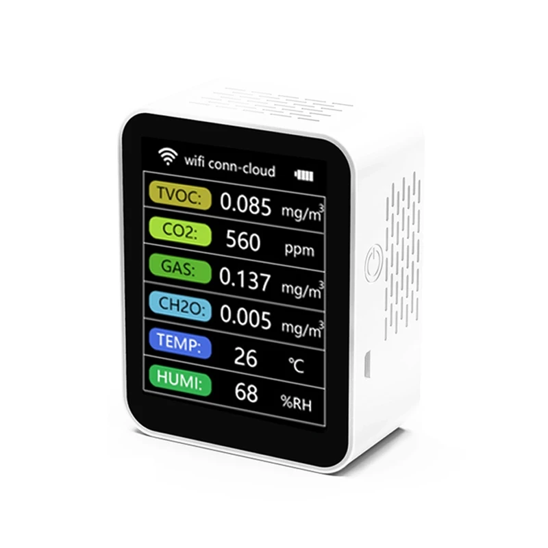 Умный Wi-Fi датчик CO2 Tuya, датчик качества воздуха, TVOC CO2 Gas CH2O датчик измерителя температуры и влажности
Умный Wi-Fi датчик CO2 Tuya, датчик качества воздуха, TVOC CO2 Gas CH2O датчик измерителя температуры и влажности