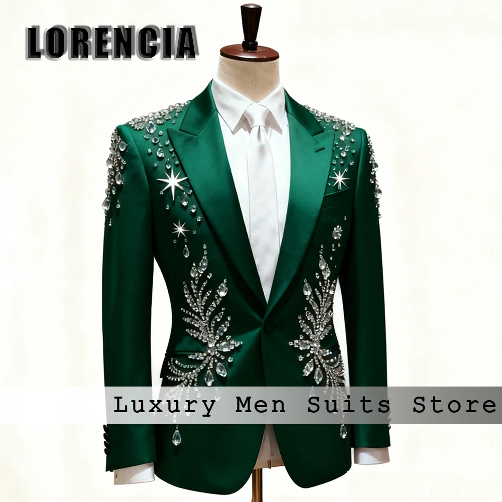 Luxury Crystal Suits for Male 2 Pieces Peaked Label Evening Party Men Tuxedos Set Customized Blazer Pants traje hombre moderno
Luxury Crystal Suits for Male 2 Pieces Peaked Label Evening Party Men Tuxedos Set Customized Blazer Pants traje hombre moderno