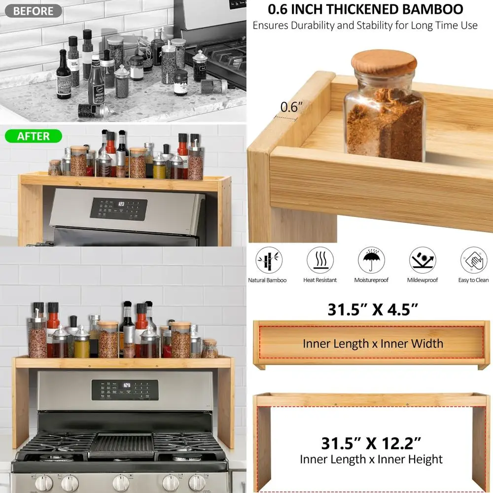 Bamboo 33 Wide Spice Rack Organizer - Over-the-Stove Kitchen Shelf
Bamboo 33 Wide Spice Rack Organizer - Over-the-Stove Kitchen Shelf