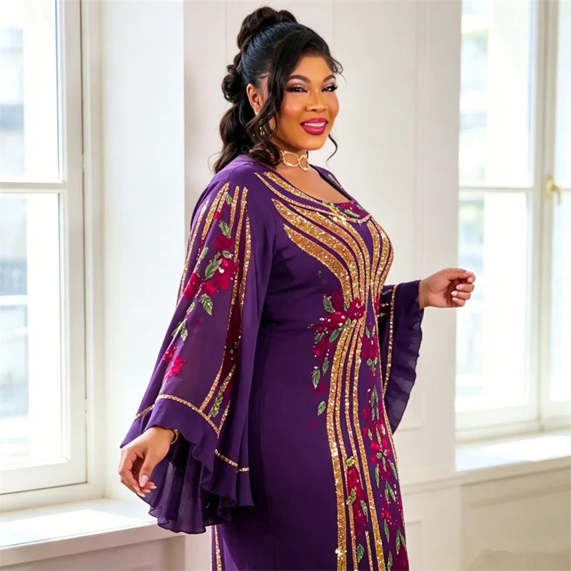 Elegant Plus Size African Dresses for Women Luxury Sequins Chiffon Maxi Robe Ankara Dashiki Outfit Party Wedding Muslim Abaya
Elegant Plus Size African Dresses for Women Luxury Sequins Chiffon Maxi Robe Ankara Dashiki Outfit Party Wedding Muslim Abaya