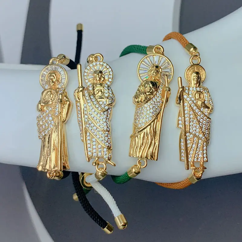 Religious Metal Zircon Jesus Saint Benedict Charm Bracelet For Women Adjustable Braided Woven Rope Bracelets Female Jewelry
Religious Metal Zircon Jesus Saint Benedict Charm Bracelet For Women Adjustable Braided Woven Rope Bracelets Female Jewelry