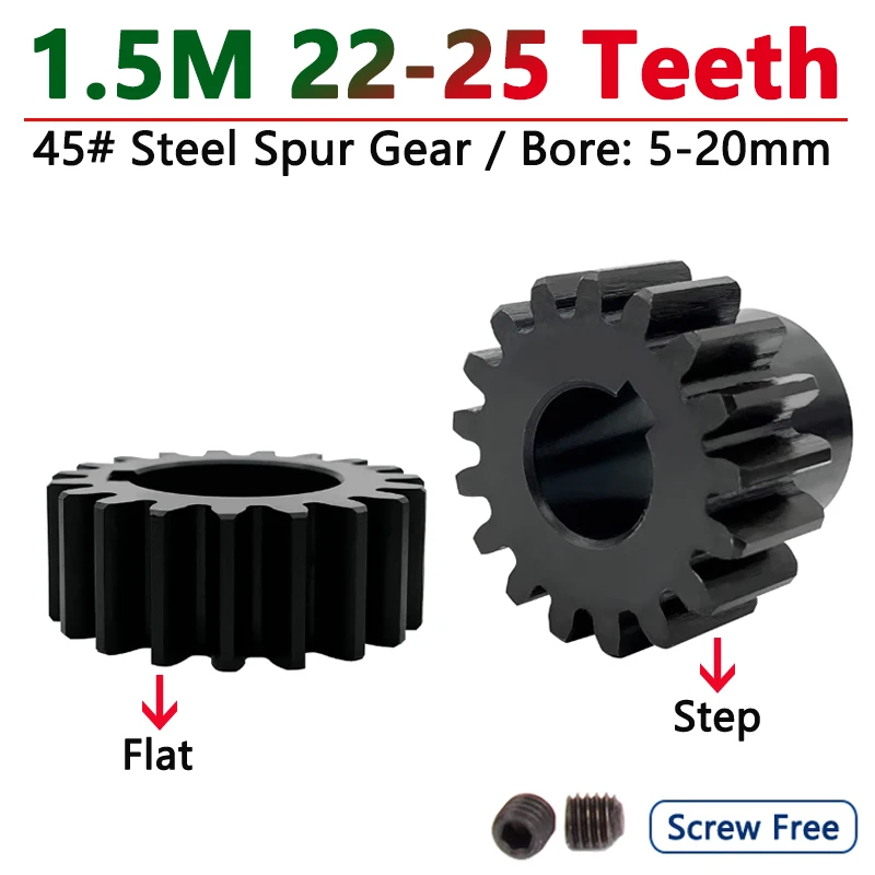 1pcs 22T-25T 1.5M Spur Gear 1.5 Mod 22/23/24/25 Teeth 45# Steel Step/Flat Motor Gears Cylindrical Gear Bore 5-20mm
1pcs 22T-25T 1.5M Spur Gear 1.5 Mod 22/23/24/25 Teeth 45# Steel Step/Flat Motor Gears Cylindrical Gear Bore 5-20mm