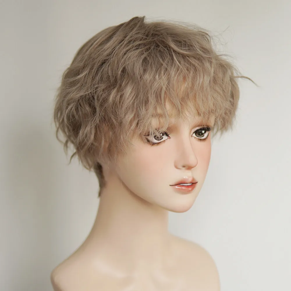 Silver gray short hair wig male short curly hair anime cosplay gay handsome teenager feeling is too gay headgear
Silver gray short hair wig male short curly hair anime cosplay gay handsome teenager feeling is too gay headgear
