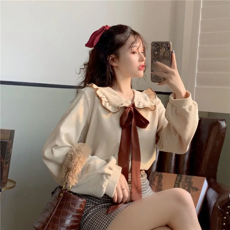 Corduroy Women's Shirt and Blouse Casual Youth Sale of Cool Cute Elegant Basic Tall Chic Fine Korea Stylish Female Tops with Bow
Corduroy Women's Shirt and Blouse Casual Youth Sale of Cool Cute Elegant Basic Tall Chic Fine Korea Stylish Female Tops with Bow