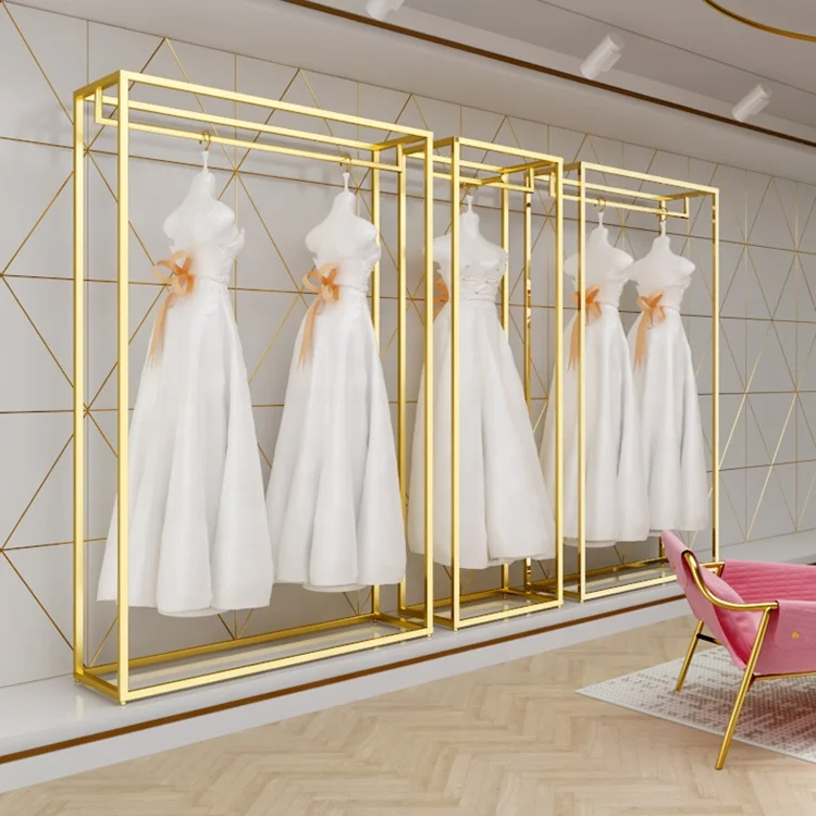 Bridal Shop Decorations Plating Gold Clothing Stand Wedding Dress Display Rack for Retail Boutique Store Furniture
Bridal Shop Decorations Plating Gold Clothing Stand Wedding Dress Display Rack for Retail Boutique Store Furniture