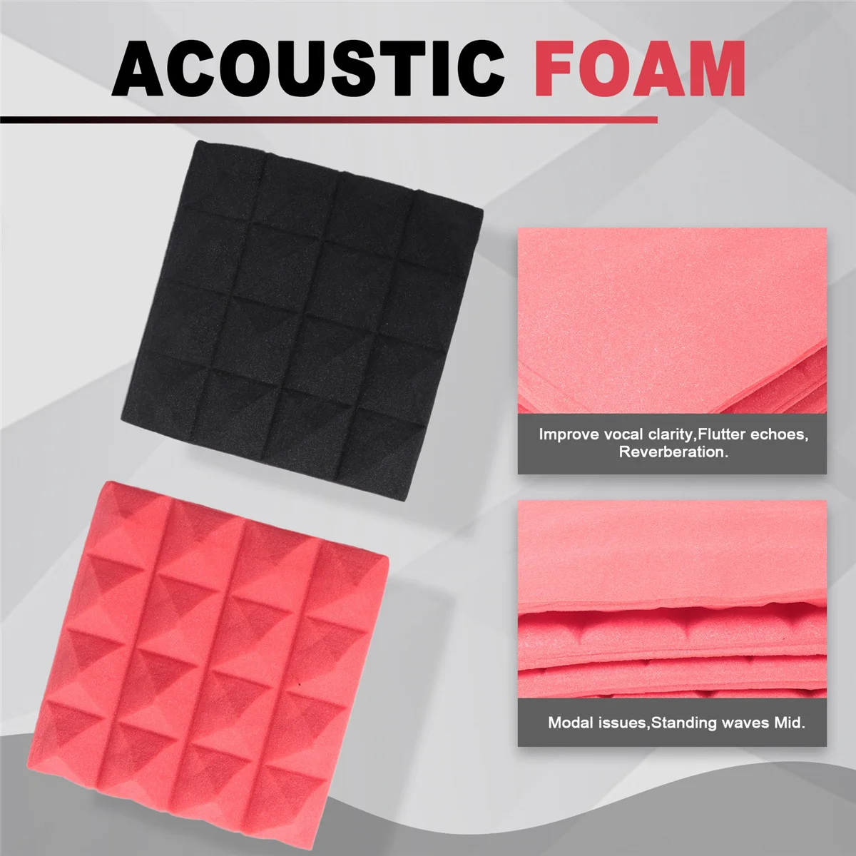 A55TCharcoal Acoustic Foam Tiles Soundproofing Foam Panels Studio Sound Padding 2 x 10 x 10 Inch(Black+Red)
A55TCharcoal Acoustic Foam Tiles Soundproofing Foam Panels Studio Sound Padding 2 x 10 x 10 Inch(Black+Red)