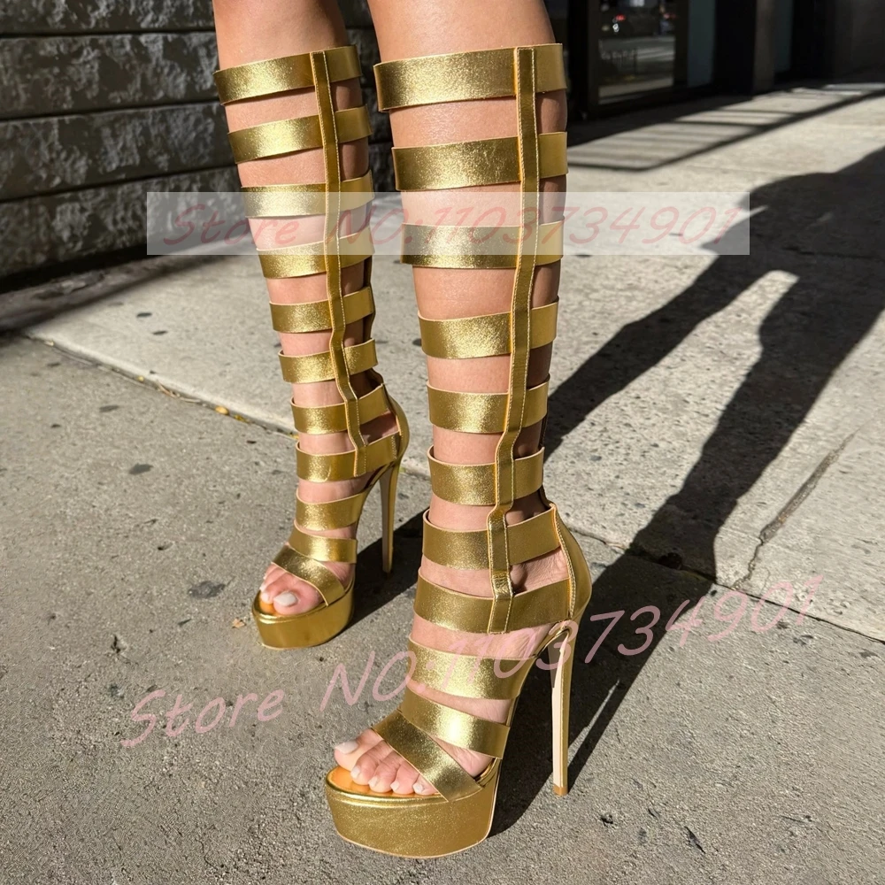 Босоножки до колена на платформе с несколькими ремешками, женские модные сандалии-гладиаторы с открытым носком и золотым вырезом на шпильке, вечерние уличные туфли
Босоножки до колена на платформе с несколькими ремешками, женские модные сандалии-гладиаторы с открытым носком и золотым вырезом на шпильке, вечерние уличные туфли