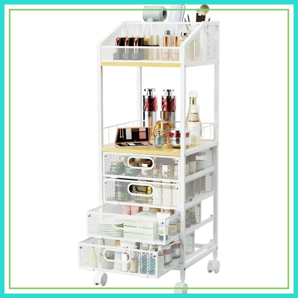 Rolling Makeup Organizer Cart with 4 Drawers - Floor Storage for Cosmetics, Skincare, Perfume, Nail Polish
Rolling Makeup Organizer Cart with 4 Drawers - Floor Storage for Cosmetics, Skincare, Perfume, Nail Polish