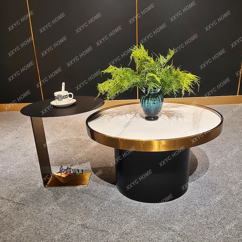 LStainless steel round tea table combination living room tempered glass natural rock slab small coffee table light luxury modern
LStainless steel round tea table combination living room tempered glass natural rock slab small coffee table light luxury modern