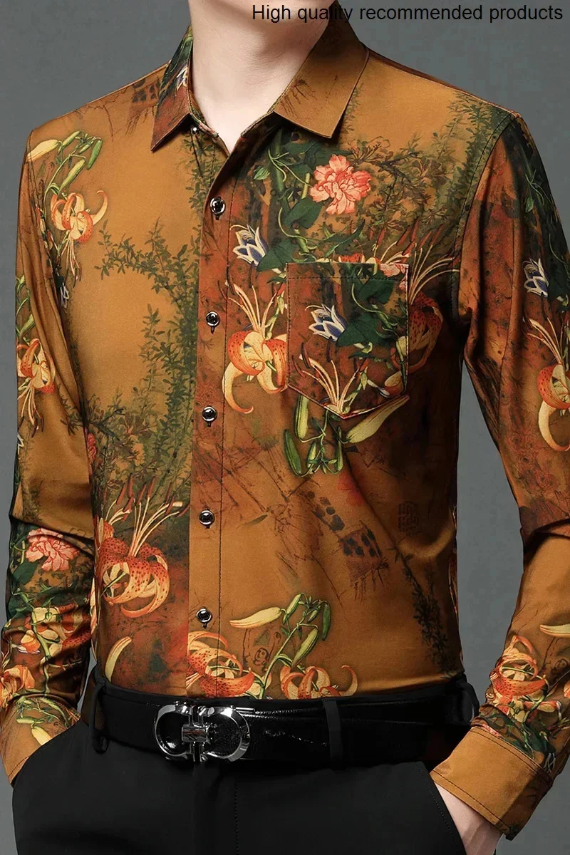 Velour New Men's Fashion Flowers Shirts Autumn And Winter Long Sleeve Floral Print Gold Velvet Casual Tops Comfortable Shirts
Velour New Men's Fashion Flowers Shirts Autumn And Winter Long Sleeve Floral Print Gold Velvet Casual Tops Comfortable Shirts