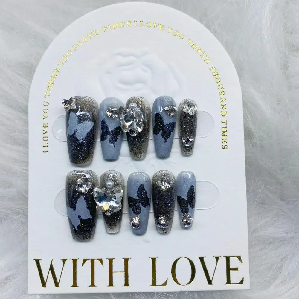 Blue Handmade Press on Nails Y2k Korean Star Nails Reusable Long Coffin Fake Nails Design Acrylic Artificial Manicure with Charm
Blue Handmade Press on Nails Y2k Korean Star Nails Reusable Long Coffin Fake Nails Design Acrylic Artificial Manicure with Charm