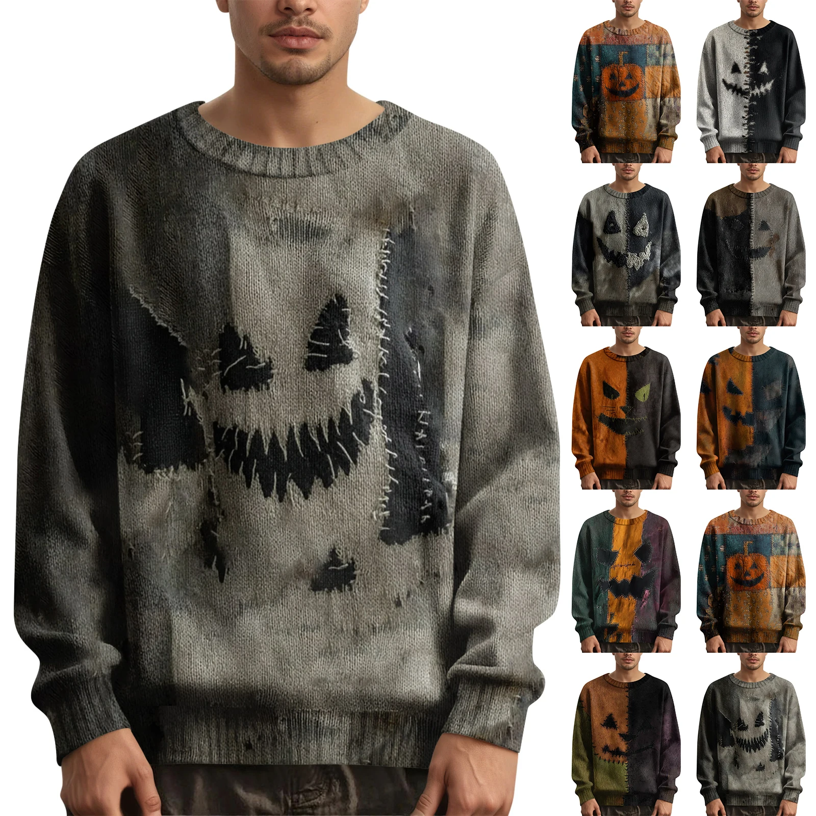 Oversized Sweater Halloween Print Knit Men'S Long Sleeve Pullover Sweater Casual Halloween Ghost And Jack-O-Lantern Pattern
Oversized Sweater Halloween Print Knit Men'S Long Sleeve Pullover Sweater Casual Halloween Ghost And Jack-O-Lantern Pattern