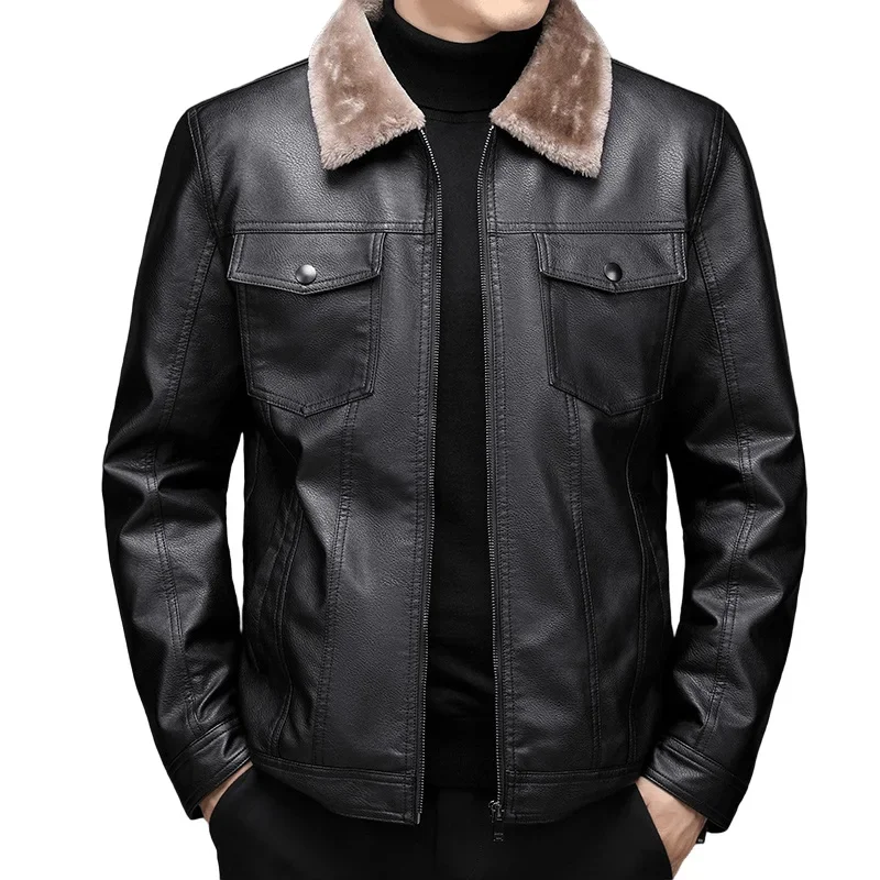 Men Plus Velvet Warm Autumn Brand New Causal Vintage PU Leather Jacket Coat Men Design Motor Biker Pocket PU Leather Jacket Men
Men Plus Velvet Warm Autumn Brand New Causal Vintage PU Leather Jacket Coat Men Design Motor Biker Pocket PU Leather Jacket Men
