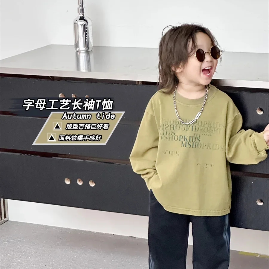 Children Clothes Autumn Top Boy Casual Korean Style 2024 Letter Solid Color Long-sleeved Casual Boys Simple Sweet T-shirt
Children Clothes Autumn Top Boy Casual Korean Style 2024 Letter Solid Color Long-sleeved Casual Boys Simple Sweet T-shirt