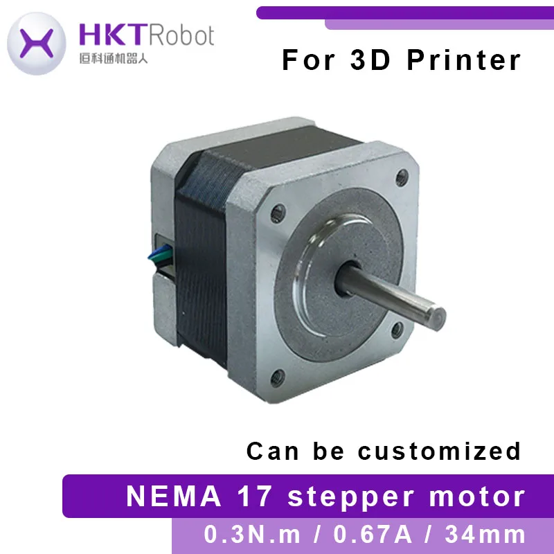 HKT-Robot Nema 17 Stepper Motor 0.3N.m 0.67A 2 Phase 34mm Stepper Motor 4-lead for 3D Printer
HKT-Robot Nema 17 Stepper Motor 0.3N.m 0.67A 2 Phase 34mm Stepper Motor 4-lead for 3D Printer