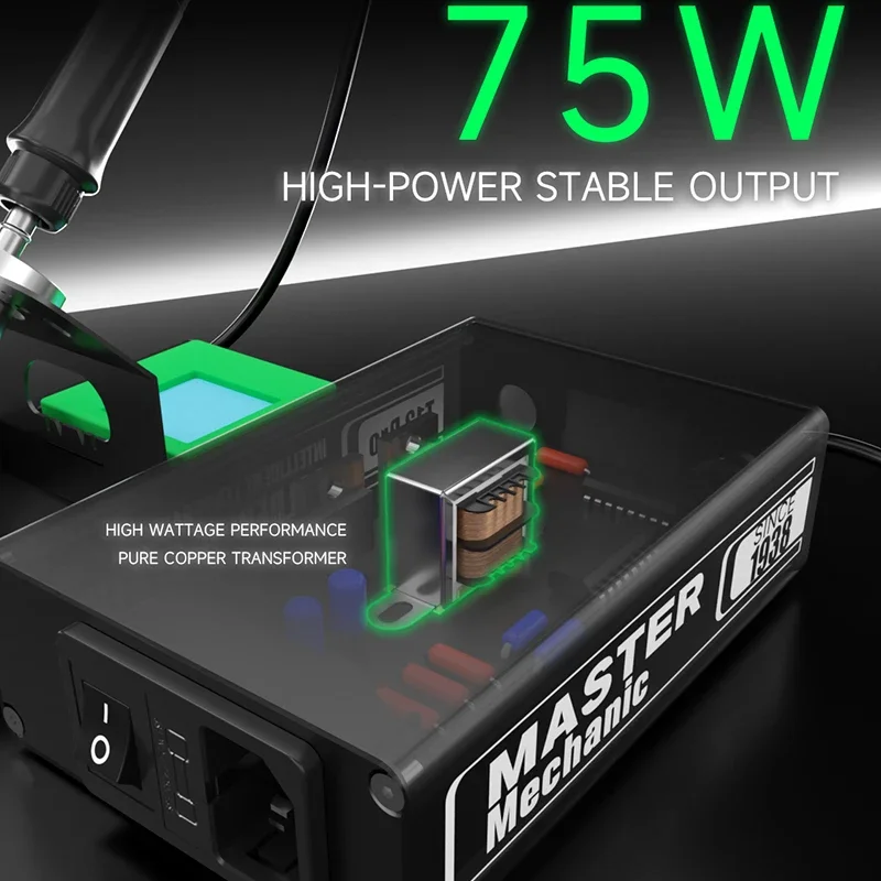 Интеллектуальная паяльная станция Mechanic T12 PRO, быстрый нагрев, точный контроль температуры, сварочные инструменты для припоя, паяльная станция
Интеллектуальная паяльная станция Mechanic T12 PRO, быстрый нагрев, точный контроль температуры, сварочные инструменты для припоя, паяльная станция