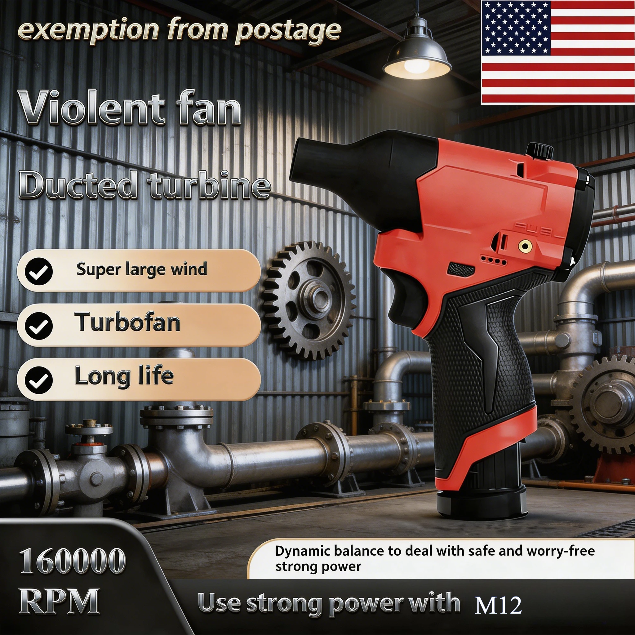 Brushless Portable Turbojet Fan Electric Air Blower Compatible with Milwaukee M12 Battery for Cleaning & Drying
Brushless Portable Turbojet Fan Electric Air Blower Compatible with Milwaukee M12 Battery for Cleaning & Drying