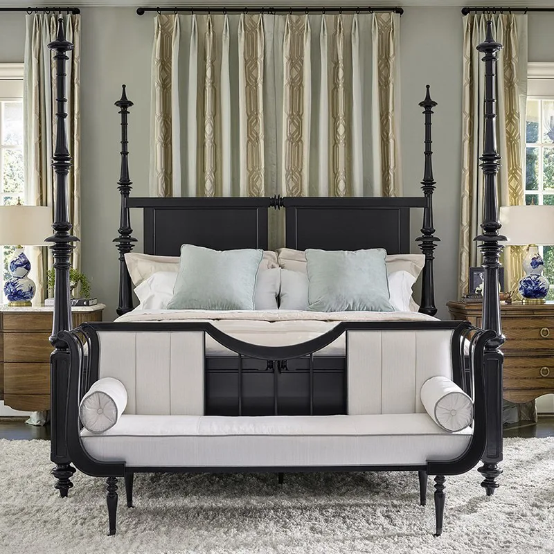Solid wood environmentally friendly black Roman column master bedroom double European solid wood bed
Solid wood environmentally friendly black Roman column master bedroom double European solid wood bed