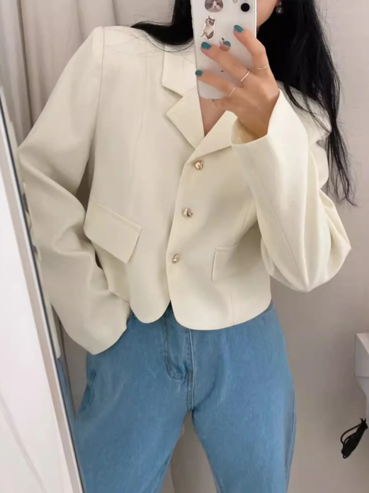 Chic Retro Design Metal Bule Long Sve ort Jaet Women's Autumn 2023 Loose Personali Suit Top Commute Sle Pure Color
Chic Retro Design Metal Bule Long Sve ort Jaet Women's Autumn 2023 Loose Personali Suit Top Commute Sle Pure Color