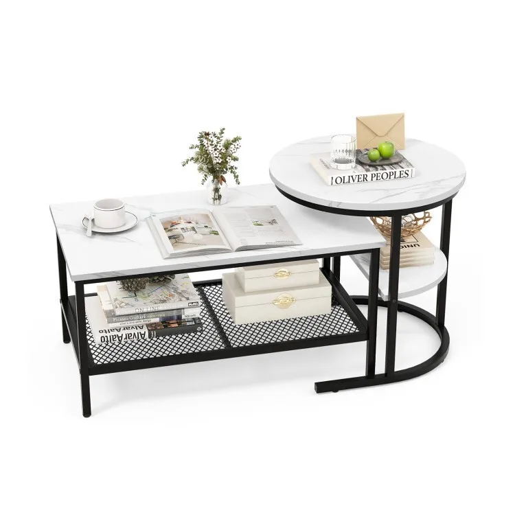 Set of 2 Modern Nesting Coffee Table Extra Storage Shelf Living Room Side Table
Set of 2 Modern Nesting Coffee Table Extra Storage Shelf Living Room Side Table