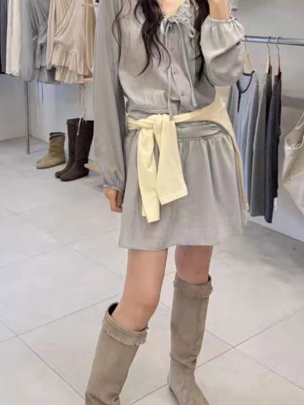 Korean Style Shirt Dress Women's Slimming V-Neck Long Sleeve A-Line Skirt Belted Loose Waist Breathable Cotton Summer Dress
Korean Style Shirt Dress Women's Slimming V-Neck Long Sleeve A-Line Skirt Belted Loose Waist Breathable Cotton Summer Dress