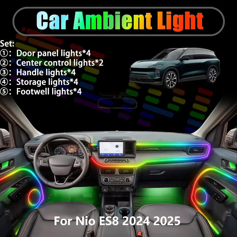Для Nio ES8 2024 2025 Aries EL8 MK2 2/18 в 1: Комплект светодиодной подсветки салона и багажника USB RGB (с эффектом потока)
Для Nio ES8 2024 2025 Aries EL8 MK2 2/18 в 1: Комплект светодиодной подсветки салона и багажника USB RGB (с эффектом потока)