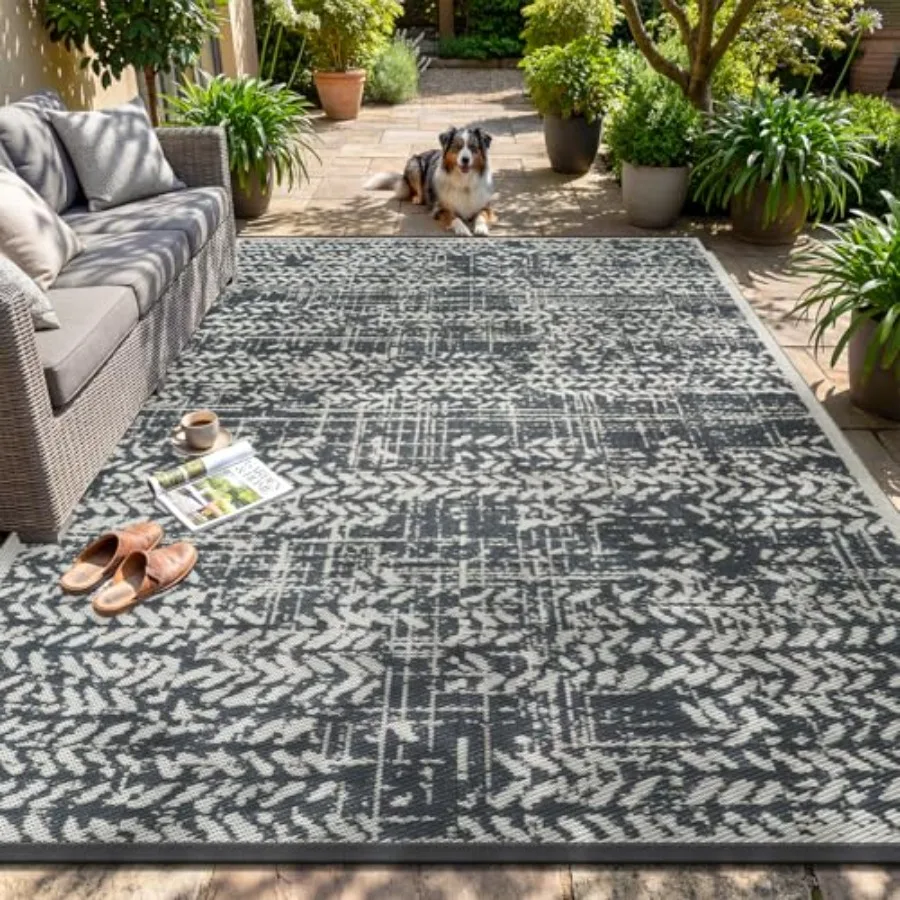 Outdoor Rug 9x12 for Patio, Balcony, Deck, Backyard, RV, Camping, Picnic, Beach Waterproof Plastic Straw Material, Grey Durable
Outdoor Rug 9x12 for Patio, Balcony, Deck, Backyard, RV, Camping, Picnic, Beach Waterproof Plastic Straw Material, Grey Durable
