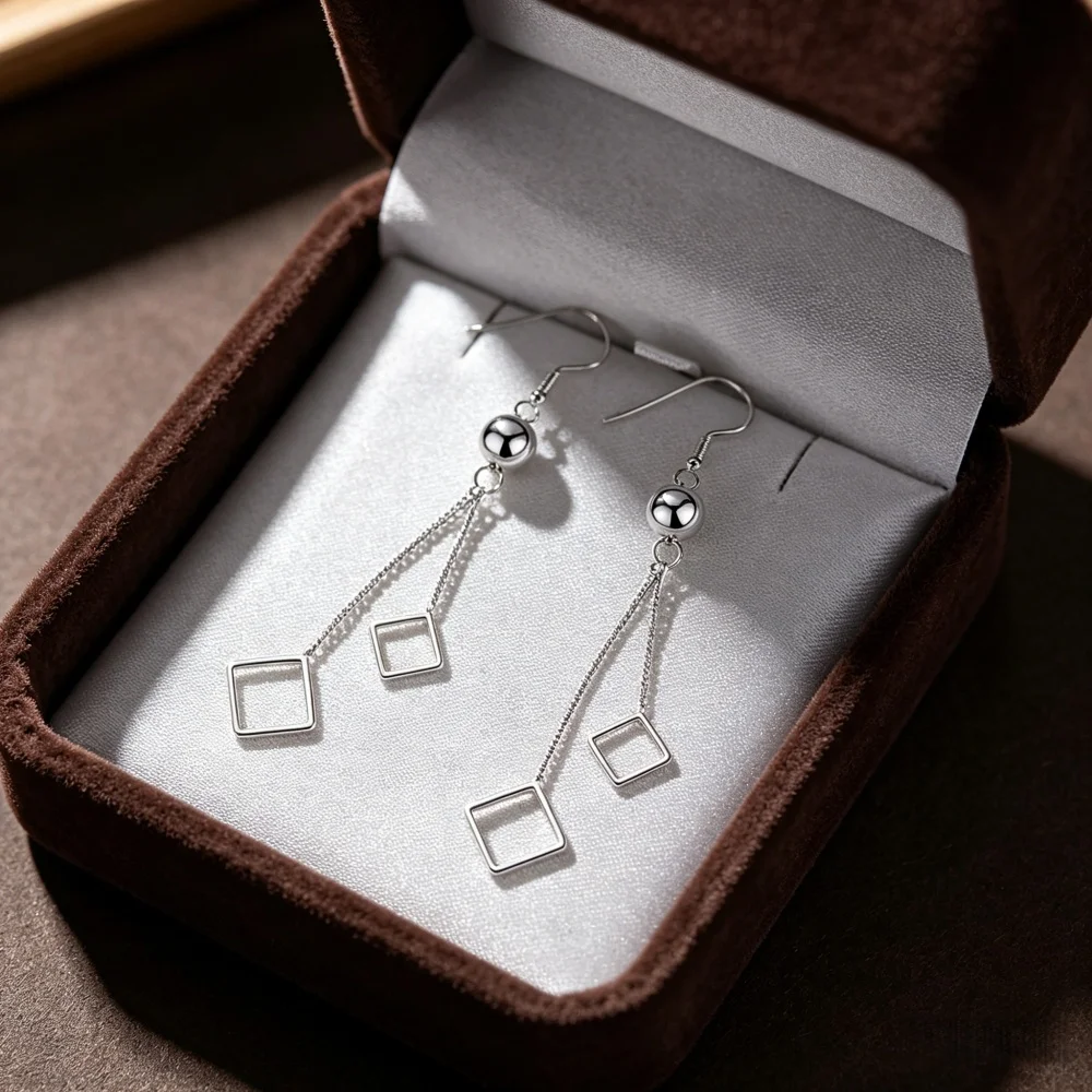 925 Sterling Silver Needle Rose Gold Geometric Square Tassel Drop Earrings Long Chain Dangle Earrings for Women
925 Sterling Silver Needle Rose Gold Geometric Square Tassel Drop Earrings Long Chain Dangle Earrings for Women