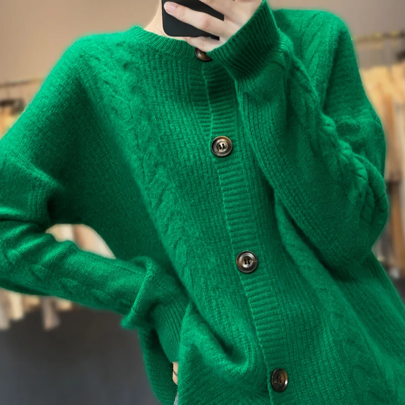 New Fashion Women 100% Merino Wool Solid Color Cardigan With Buttons Cashmere Basic Long Sleeves Comfortable Soft Clothing Top
New Fashion Women 100% Merino Wool Solid Color Cardigan With Buttons Cashmere Basic Long Sleeves Comfortable Soft Clothing Top