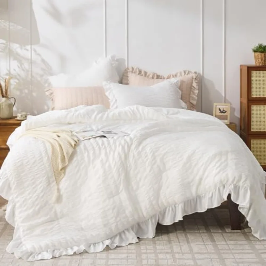 White Comforters Size, 3 Pieces Ruffle Seersucker Comforter Set for All Season, Lightweight Soft Shabby Chic Bedding Sets for W
White Comforters Size, 3 Pieces Ruffle Seersucker Comforter Set for All Season, Lightweight Soft Shabby Chic Bedding Sets for W