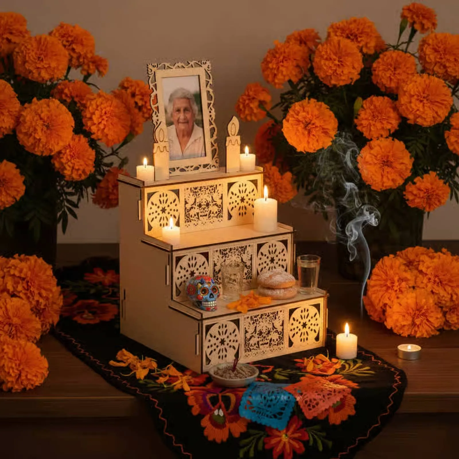 Day of the Dead Altar Decorative Wood Skull Altar Holiday Decor Tiered Colorful for Party
Day of the Dead Altar Decorative Wood Skull Altar Holiday Decor Tiered Colorful for Party
