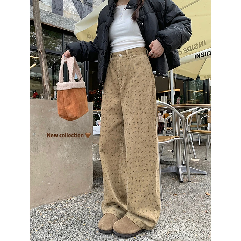 Винтажные вельветовые брюки с цветочным принтом, женские флисовые мешковатые широкие брюки в стиле Харадзюку, зимние уличные брюки, корейские повседневные прямые брюки
Винтажные вельветовые брюки с цветочным принтом, женские флисовые мешковатые широкие брюки в стиле Харадзюку, зимние уличные брюки, корейские повседневные прямые брюки