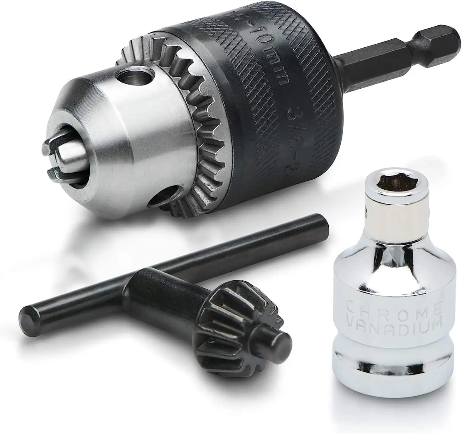 3/8" Drill Chuck Adapter for Impact Drivers with 1/4" Quick Change Shank, Includes 1/2" Adapter
3/8" Drill Chuck Adapter for Impact Drivers with 1/4" Quick Change Shank, Includes 1/2" Adapter