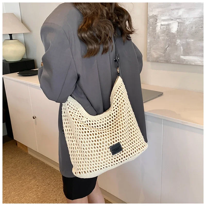 Women's Summer Fashion Hollow Knitted Handbag Ladies Casual Beach Vacation Beach Woven Bags Female Large Capacity Shoulder Bag
Women's Summer Fashion Hollow Knitted Handbag Ladies Casual Beach Vacation Beach Woven Bags Female Large Capacity Shoulder Bag