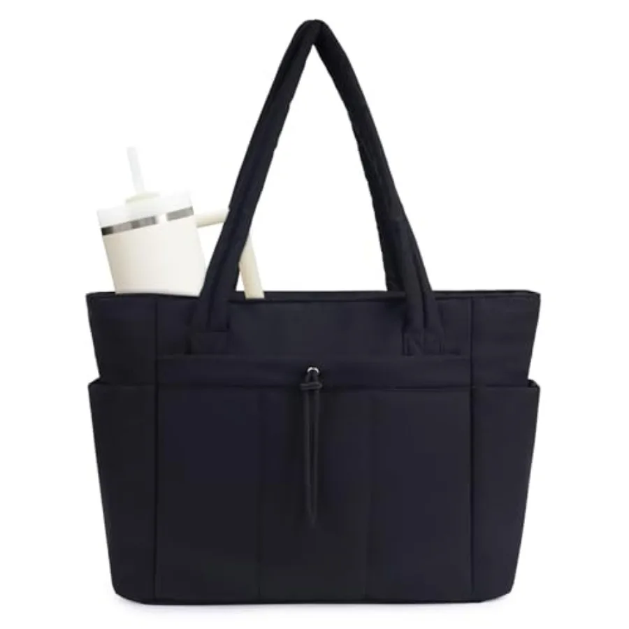 Puffer Tote Bag with Cup Holder and Laptop Compartment and Trolley Sleeve for Travel, Work, Nurse, Women
Puffer Tote Bag with Cup Holder and Laptop Compartment and Trolley Sleeve for Travel, Work, Nurse, Women