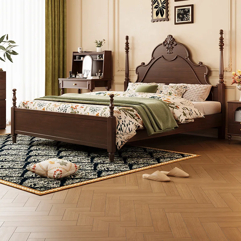 French retro solid wood medieval American light luxury double modern simple Anna bed master bedroom bed
French retro solid wood medieval American light luxury double modern simple Anna bed master bedroom bed