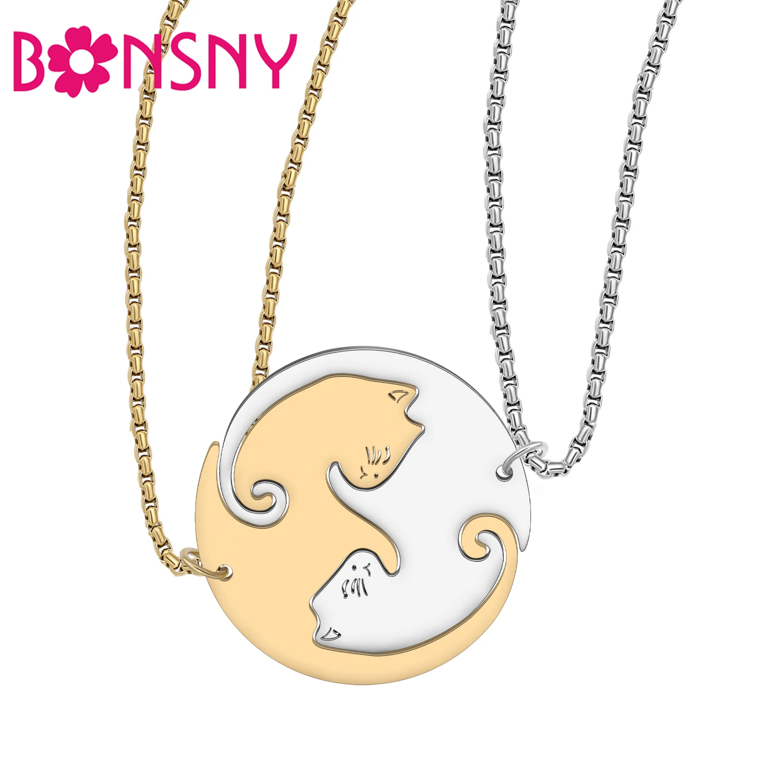 BONSNY Valentine's Day Stainless Steel Romantic Cat Necklace 18K Gold Silver Plated Pets Pendant Jewelry For Women Wife Lover
BONSNY Valentine's Day Stainless Steel Romantic Cat Necklace 18K Gold Silver Plated Pets Pendant Jewelry For Women Wife Lover